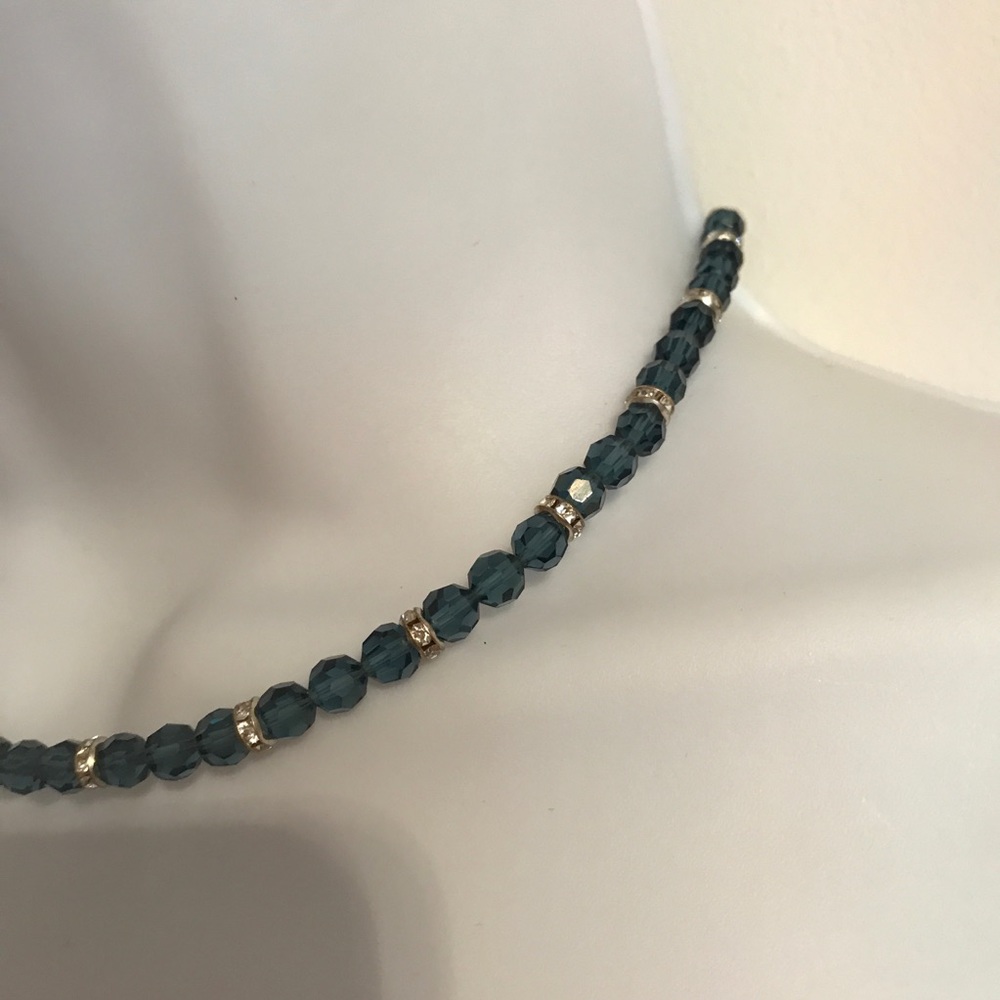 Swarovski Navy Necklace silver accents is NWT - Picture 3 of 6